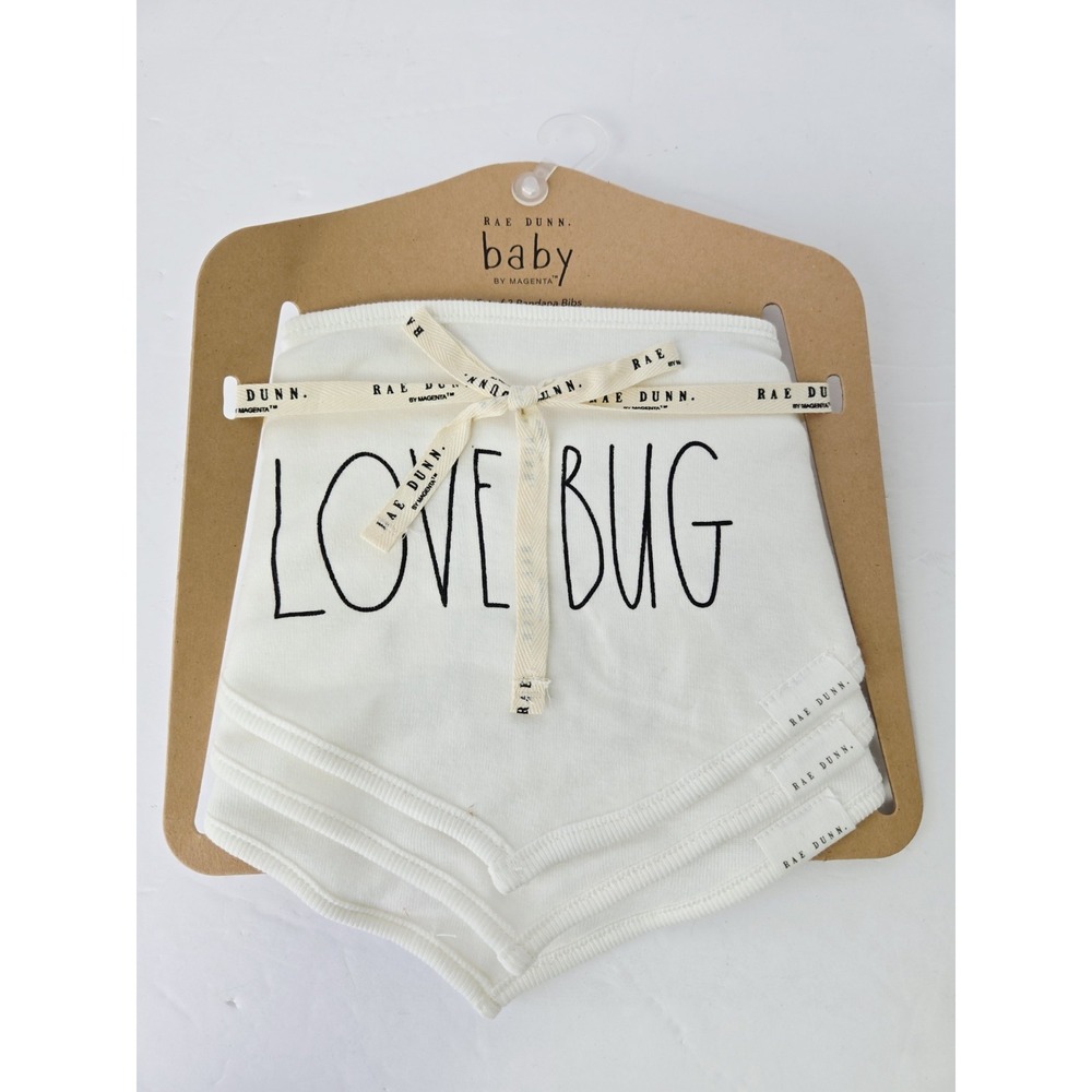 Rae Dunn  Baby Bib Set Love Bug NEW set of‎ 3 Bandana Bibs